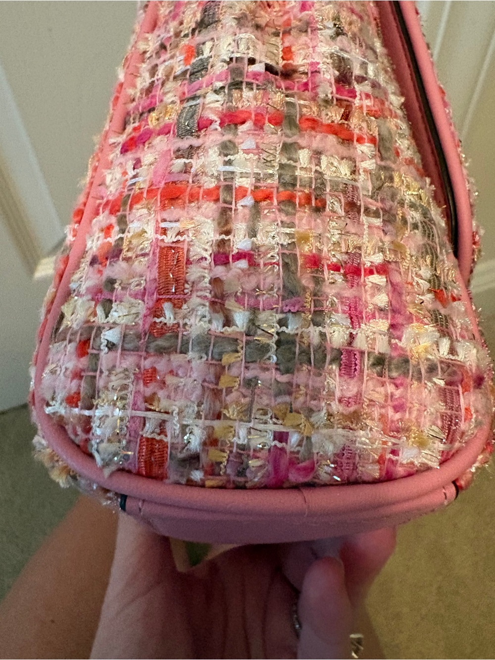 kate spade Pink Tweed Shoulder Bag with Chain Strap and Top Handle - Picture 12 of 13